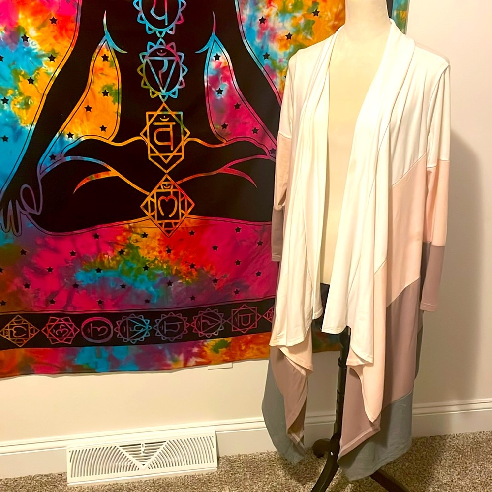 Pink, gray, brown, white size small cardigan